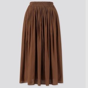 Chocolate Brown Uniqlo Gathered Skirt